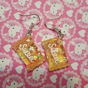 dark yellow parkly Sweet candy earrings